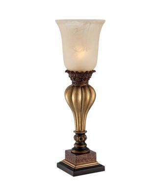 Traditional Accent Table Lamp 23 1/4" High Gold Uplight Alabaster Glass Shade for Bedroom Living Room Nightstand