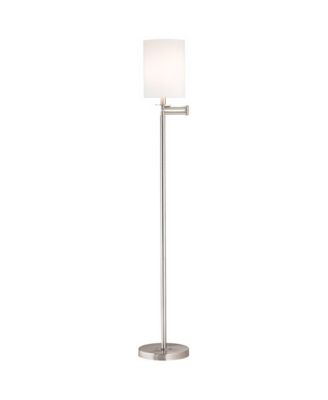 Modern Swing Arm Floor Lamp 60.5" Tall Cotton Cylinder Shade for Living Room Reading Bedroom Office