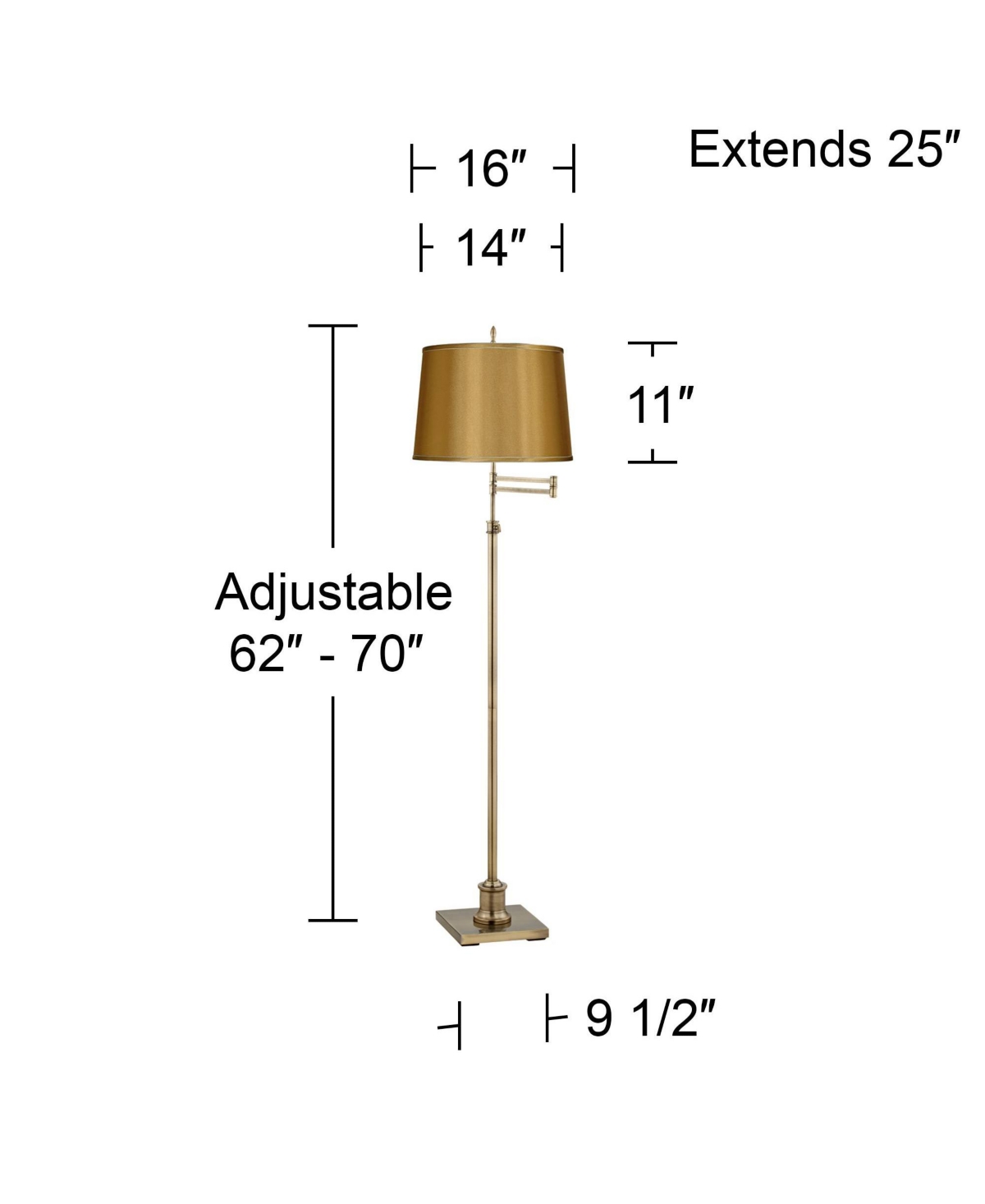 360 Lighting Westbury Sydnee Brass Swing Arm Floor Lamp with Sydnee Shade