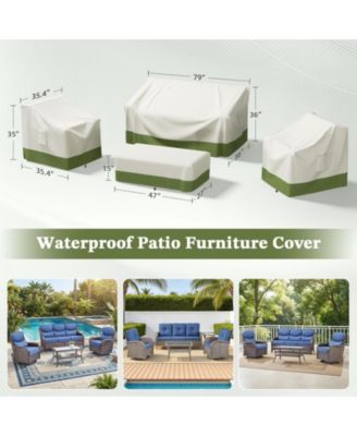 Outdoor Furniture Cover Waterproof, 4 Piece Patio Furniture Set Cover for Outside Couch, Lawn Chairs, Coffee Table,Windproof with Buckle Strap