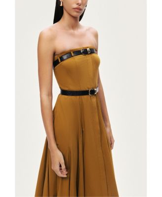Women's Strapless Double Belted Midi Dress