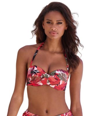 Women's Tropical Print Bandeau Bikini Swimsuit Top Bra Sizing