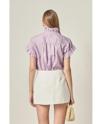 Women's Linen Ruffle Shirt