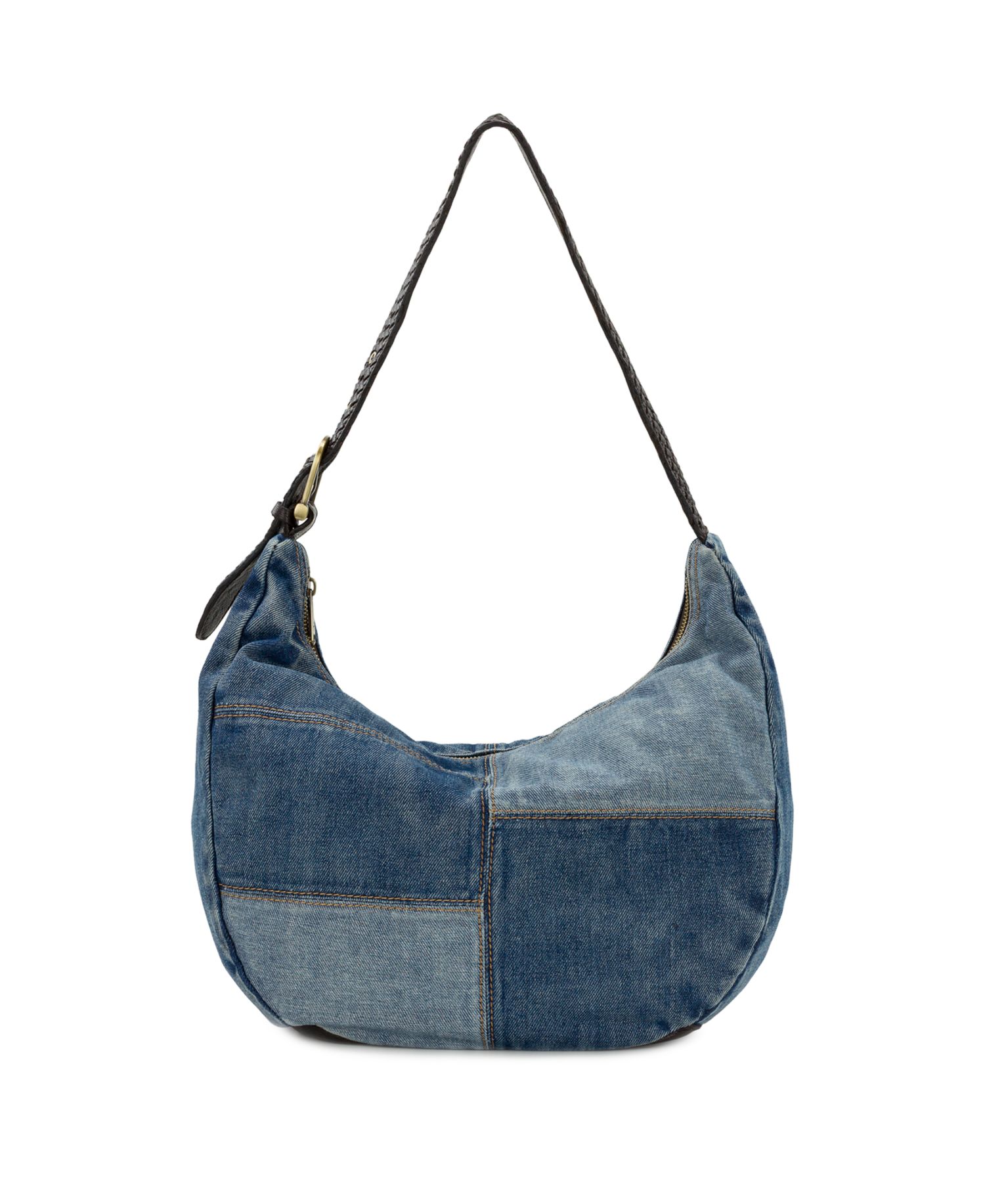 Lou Large Denim Patchwork Hobo Handbag