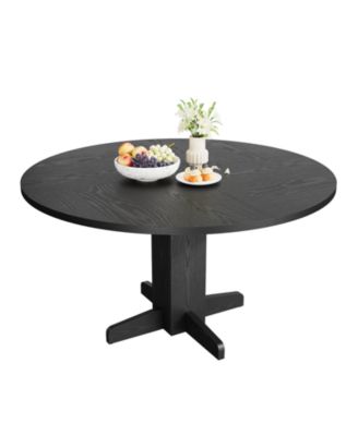 47 Inch Round Dining Table for 4,Farmhouse Wood Kitchen Table, Circle Dinner Table for Kitchen, Living Room, Dining Room