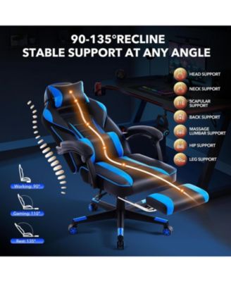Gaming Chair, Computer Chair with Massage Lumbar Support and Footrest Height Adjustable Ergonomic with 360-Swivel Seat and Headrest.