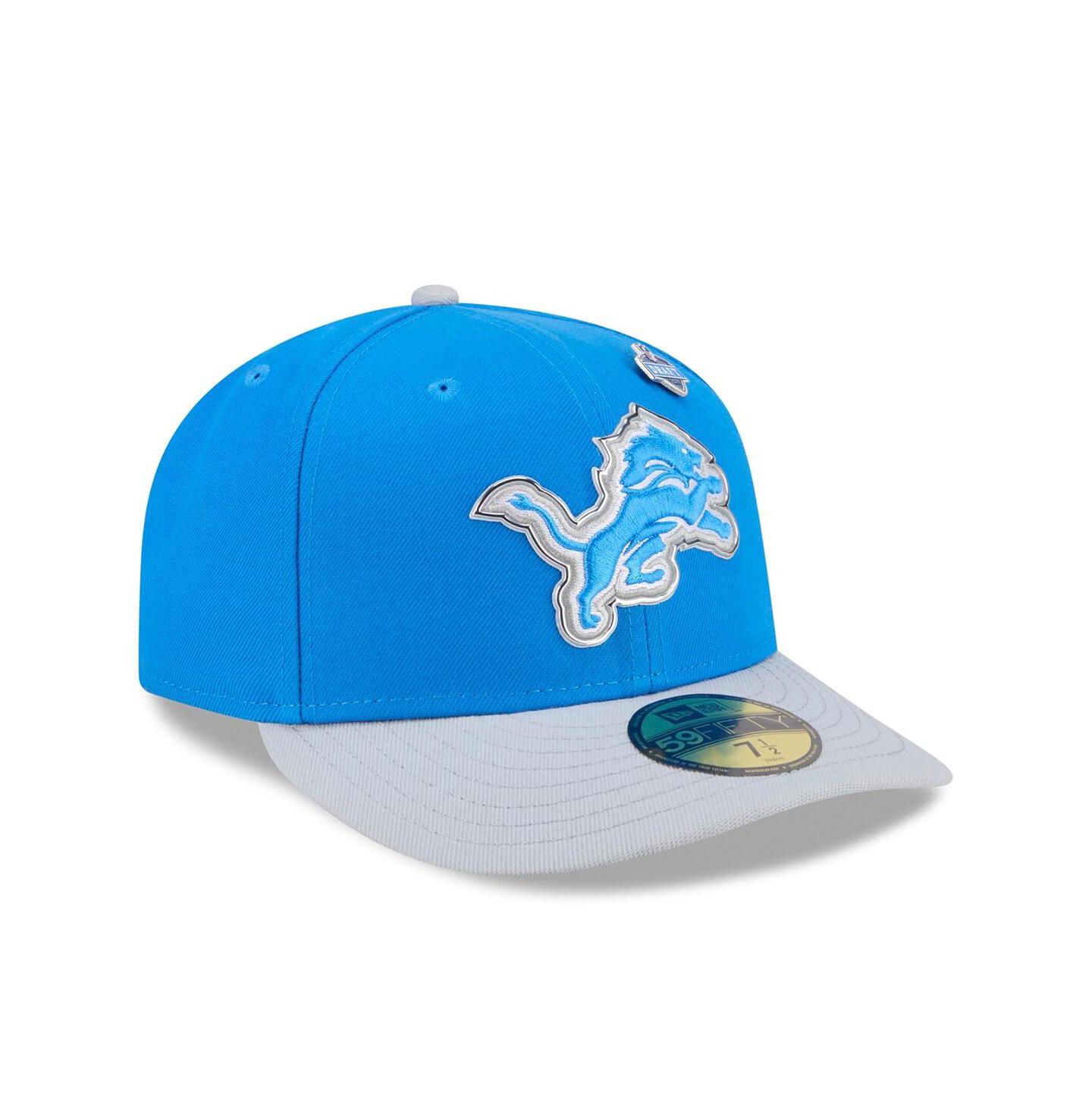 Мужская кепка New Era Blue/Silver Detroit Lions 2026 NFL Draft Pre-Curved 59FIFTY Fitted Hat — фото 3