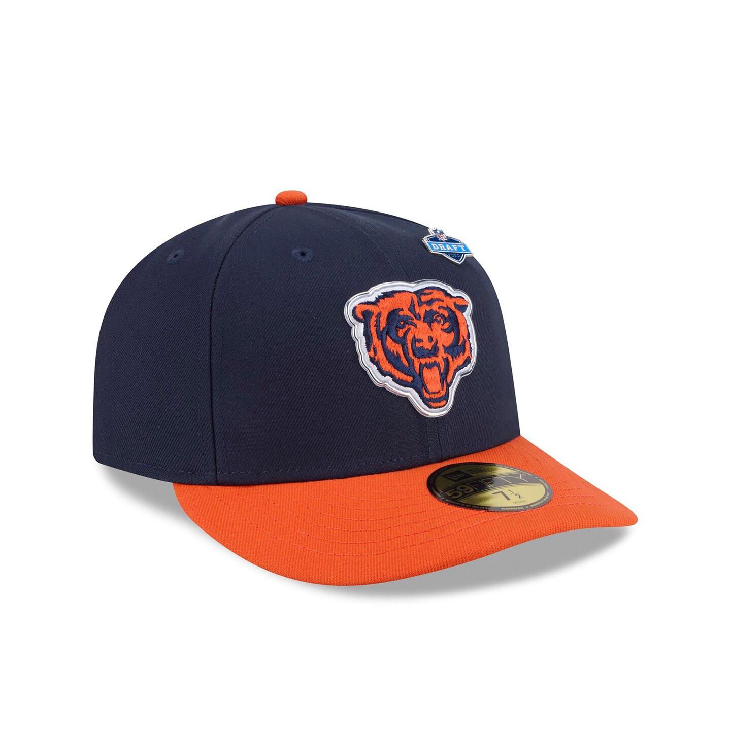 Мужская кепка New Era Navy/Orange Chicago Bears 2026 NFL Draft Pre-Curved 59FIFTY Fitted Hat — фото 3