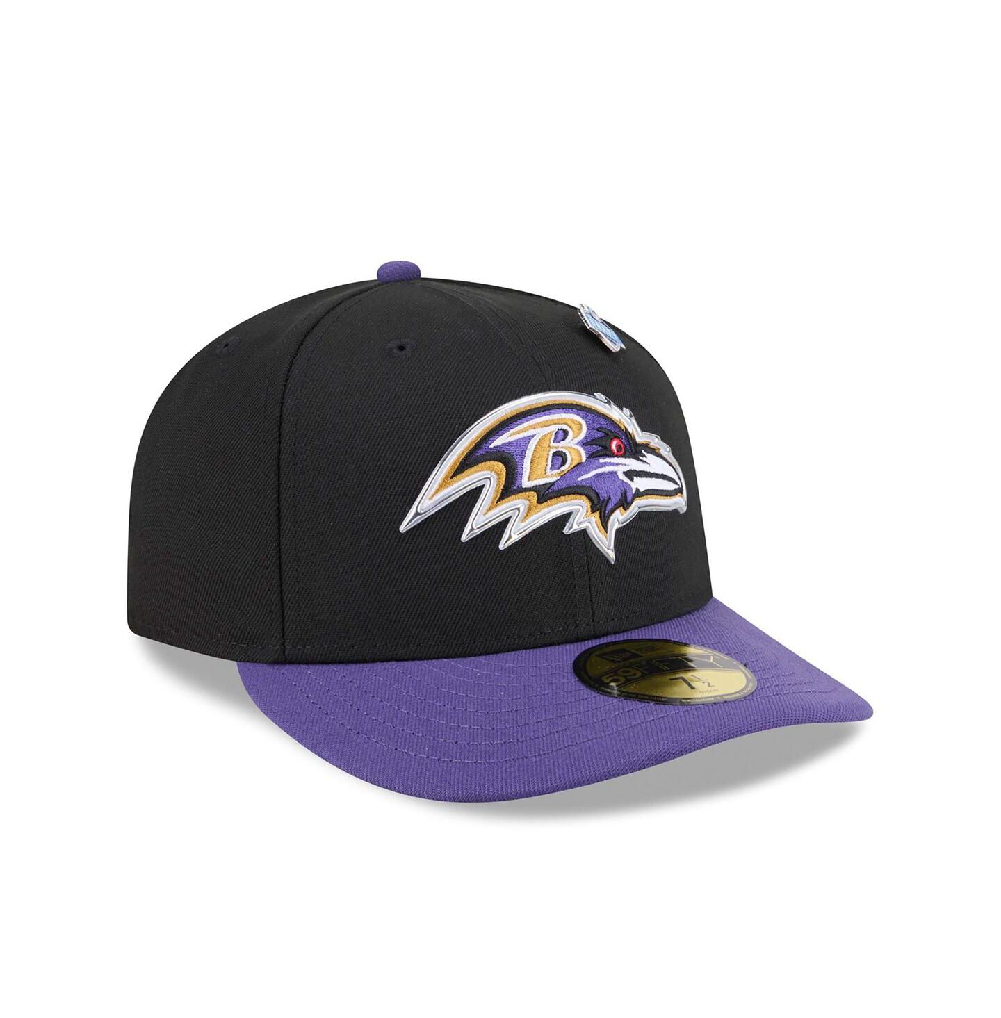 Мужская кепка New Era Black/Purple Baltimore Ravens 2026 NFL Draft Pre-Curved 59FIFTY Fitted Hat — фото 3