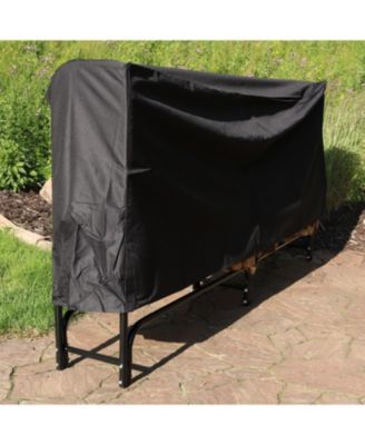 Outdoor Heavy-Duty Steel Firewood Log Rack Holder and Weather-Resistant Polyester Log Rack Cover - Black