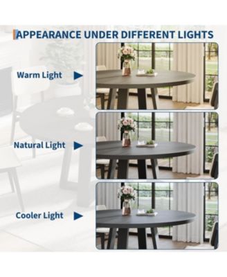 Round Dining Table for 4-6 People, Circle Kitchen Table with Cross Base, Farmhouse Wood Dinner Table for Apartment