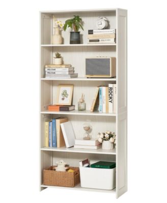 68 in 5 Tier Wide Bookshelf with Open Display Shelves