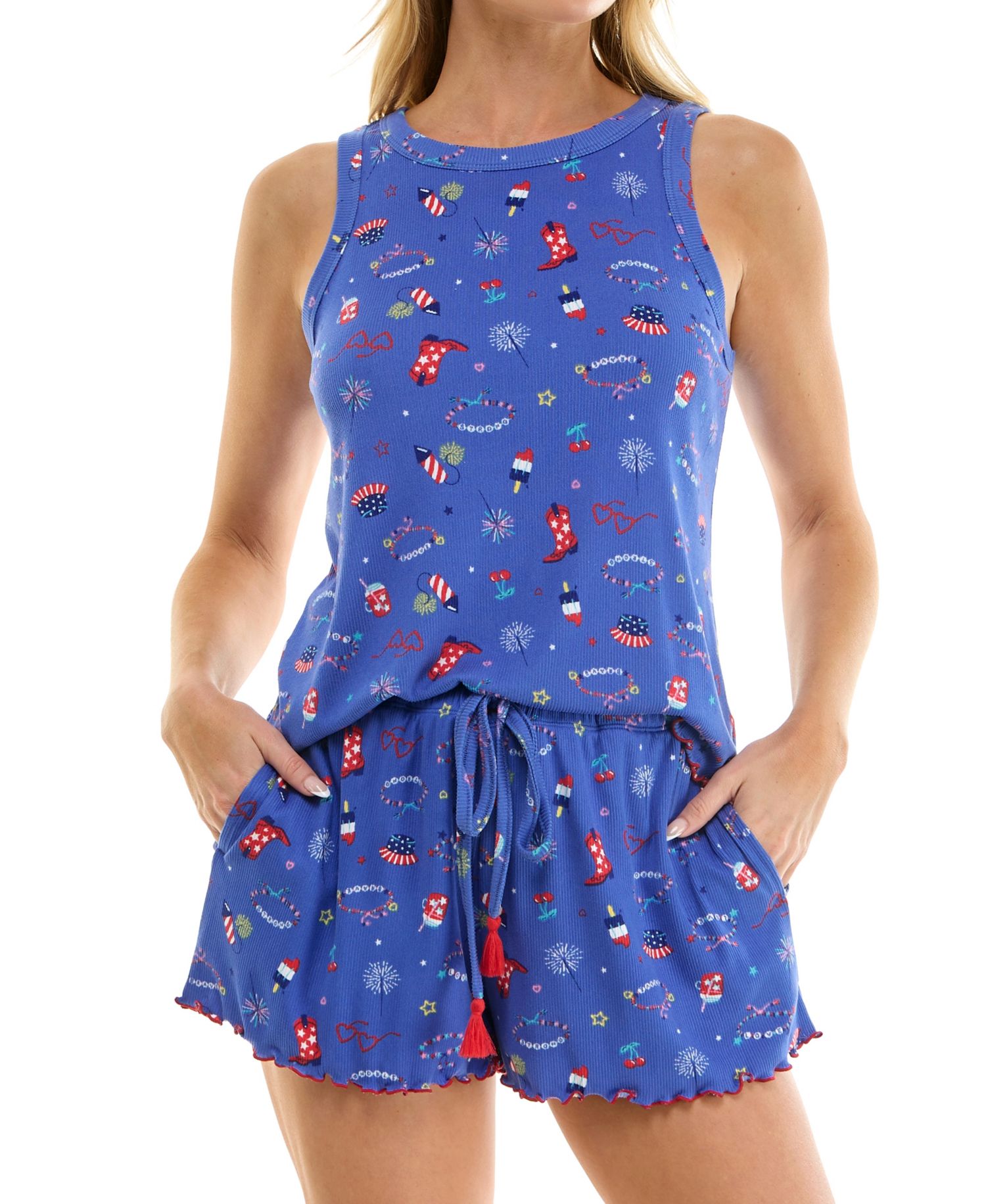 Women's Crewneck Top and Pull-On Shorts, 2-Piece Set