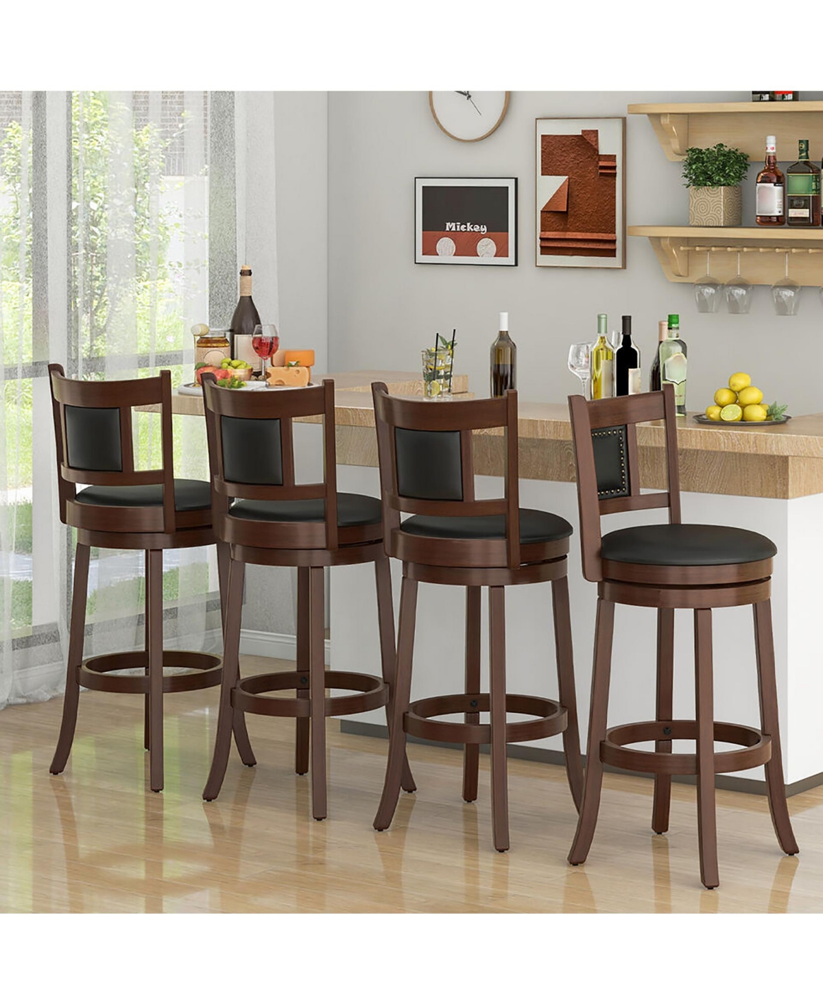 Gymax 30.5'' Swivel Bar Stool Set of 4 Counter Height Bar Stools Armless Chairs for Pub