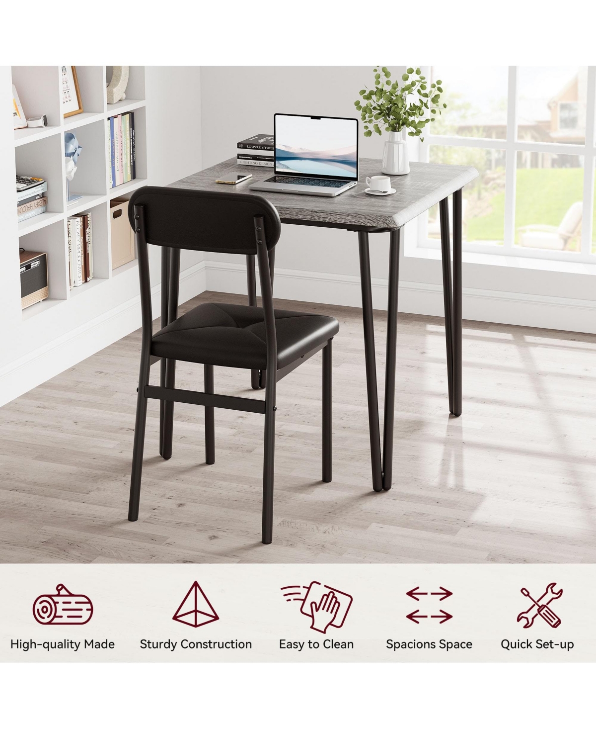 gaomon 2-Person Compact Modern Dining Table Set with Cushioned Chairs
