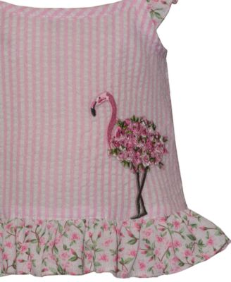 Girls' Flamingo Seersucker Flutter Sleeve Top and Shorts, 2-Piece Set