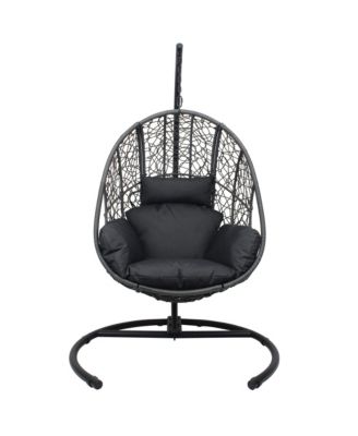 Outdoor Indoor PE Wicker Swing Egg Chair With Soft Cushion