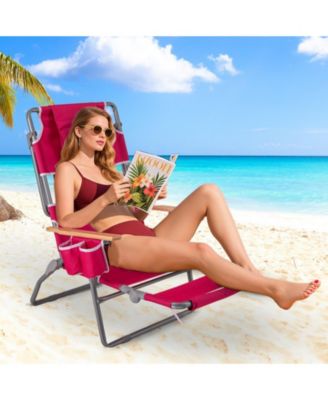 3-in-1 Folding Beach Chair with Footrest and Lay-Flat Position 26 in Wide