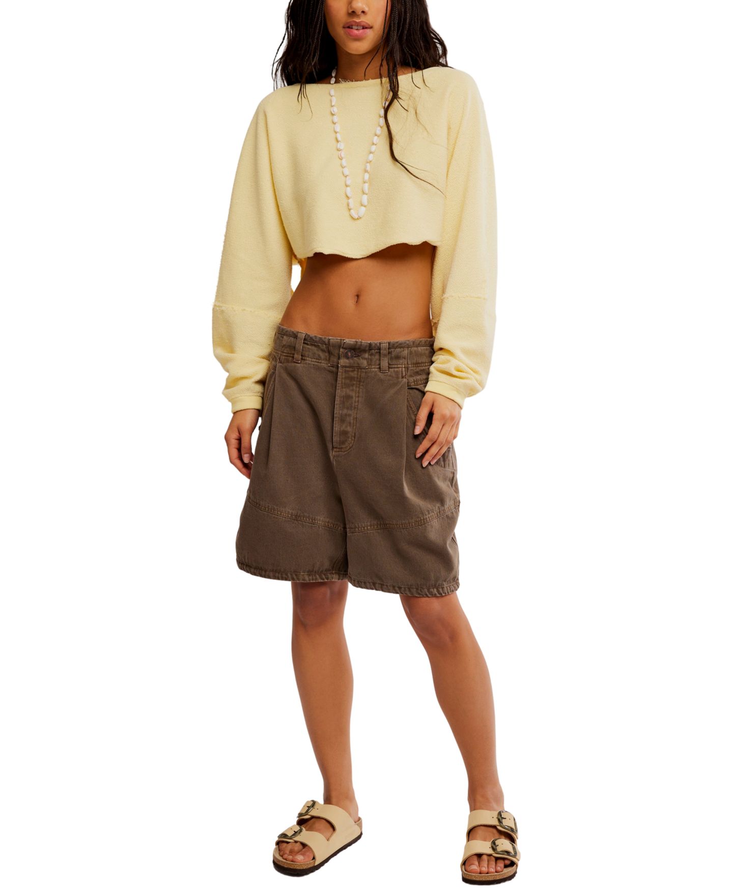 Женские шорты Free People Wild Rebel Mid-Rise Cotton, цвет: Teak — фото 2