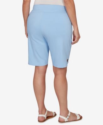 Plus Size Solid Tech Stretch Bermuda Shorts