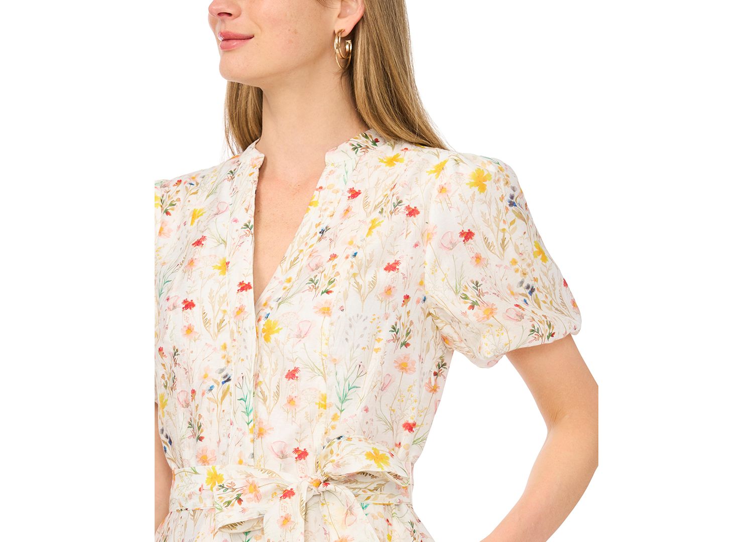 Women's V-Neck Puff-Sleeve Mini Dress