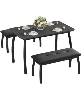 3-Piece Modern Retro 2-Person Dining Set with Benches