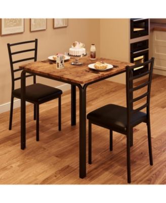 Dining Table for 2, Small Square kitchen Dinner Table Set for 2,Space Saving Wood Modern Dinette With Upholstered,Dining Room Furniture