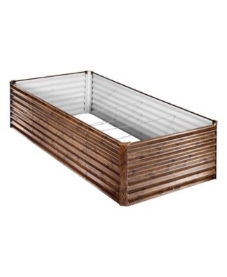 Galvanized Raised Garden Bed, 8 x 4 x 2 ft Alu-Zinc Metal Planter Box, Deep Wood Grain Finish