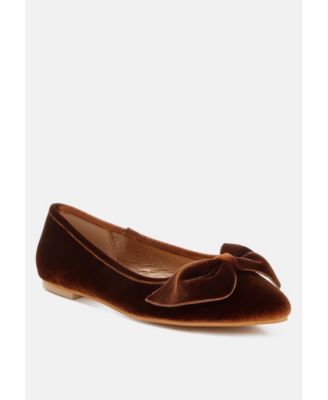 Rag and Co Womens Pothos Luxurious Velvet Bow Ballerinas