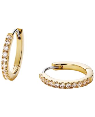 Pave Small Gold-Plated Huggie Hoop Earrings