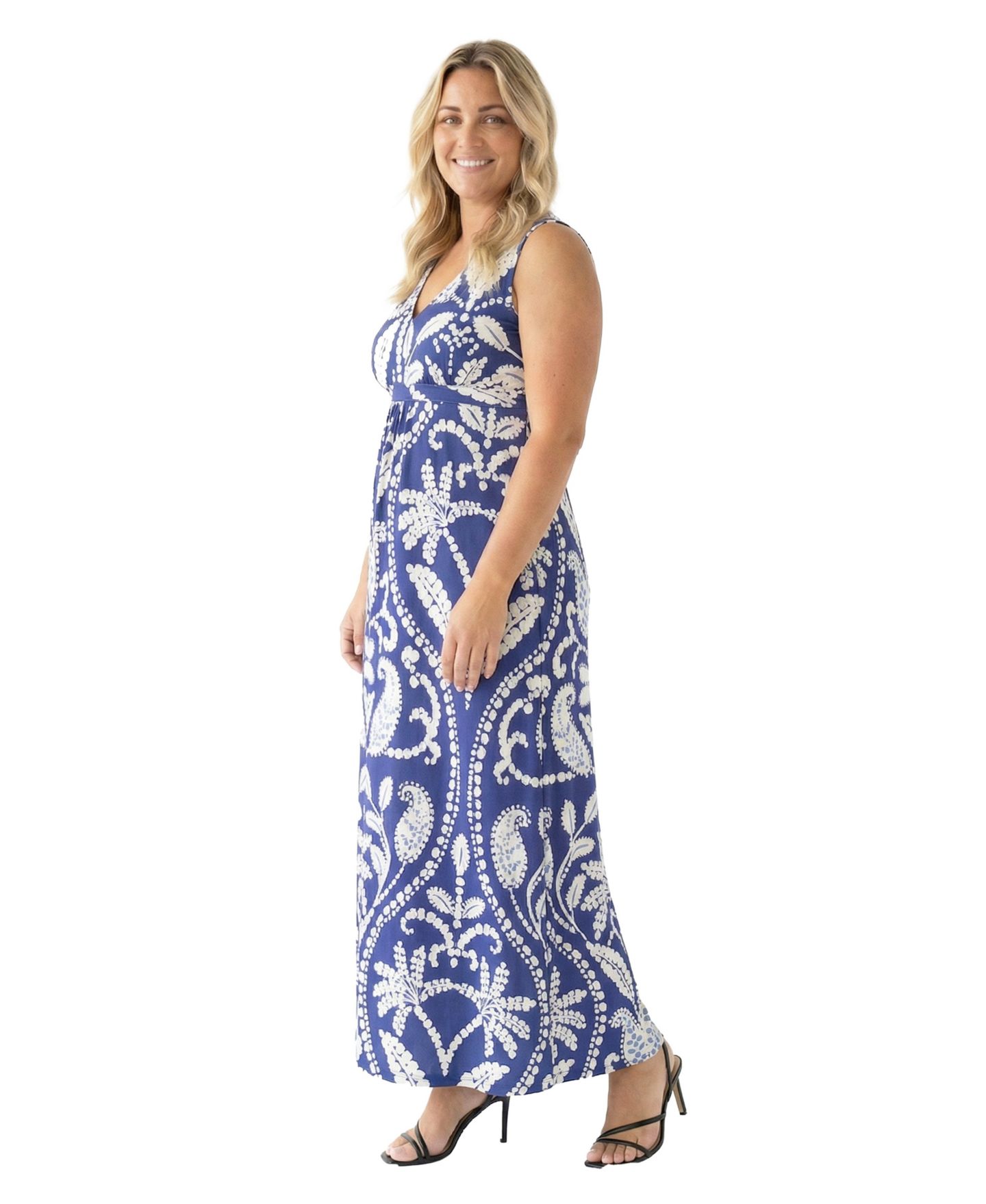 Женское платье 24seven Comfort Apparel Plus Size Essential Curvy Paisley Print Maxi, цвет: С принтом — фото 3
