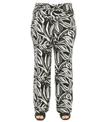 Plus Size Essential Curvy Abstract Print Wide-Leg Pants