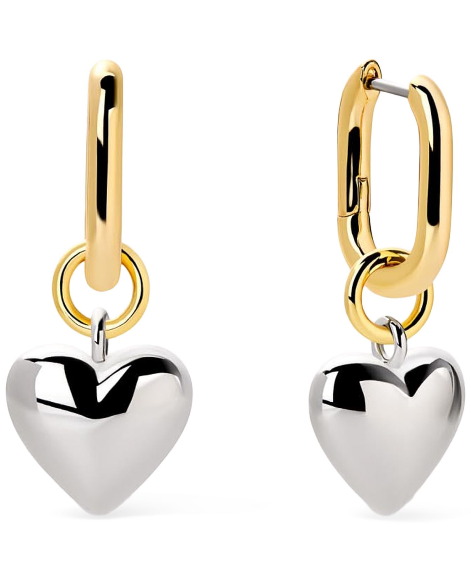 Wesley Two-Tone Heart Earrings
