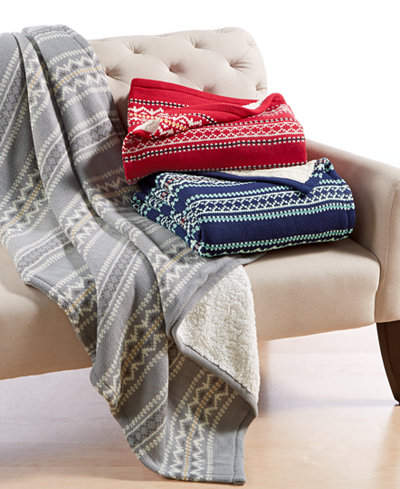 Martha Stewart Collection Sweater-Knit Fair Isle Throw, Only at Macy's