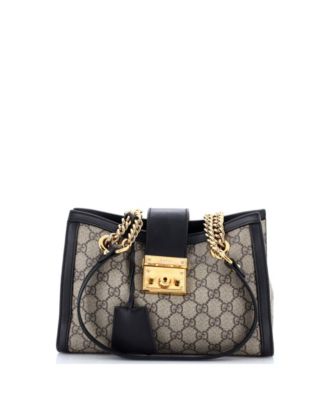 Small Padlock Chain Tote GG Coated Canvas with Leather