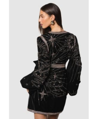 Women's Party Sequin Velvet Wrap Mini Dress