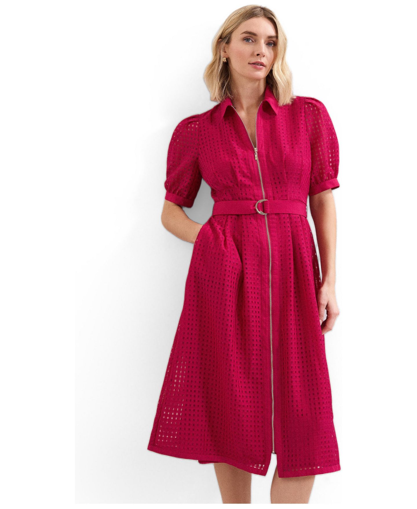 Женское платье Phase Eight Carey Belted Midi Shirt Dress, цвет: Розовый — фото 1