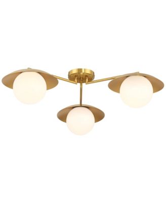  Casoria Wide Brass Gold Opal 3-Light Ceiling Light