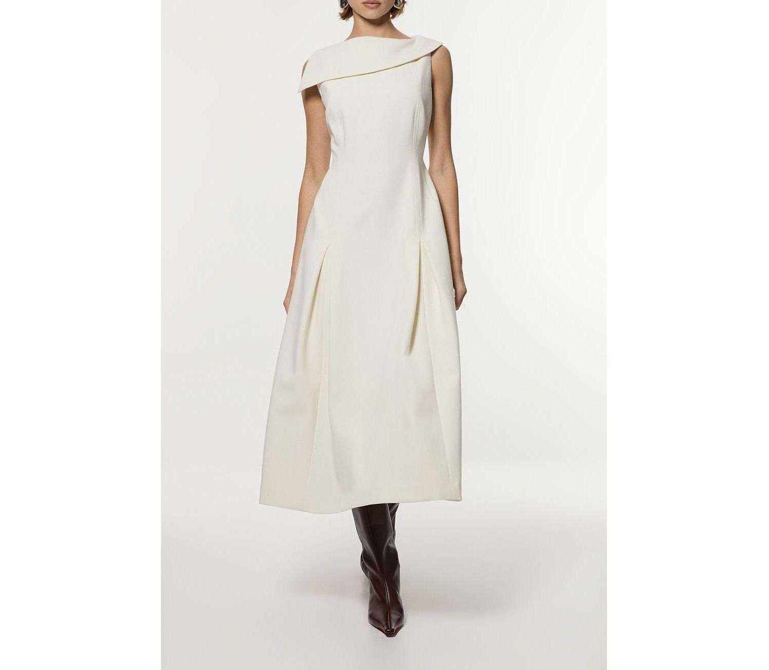 Women's Asymmetric Neck Tailored Dress