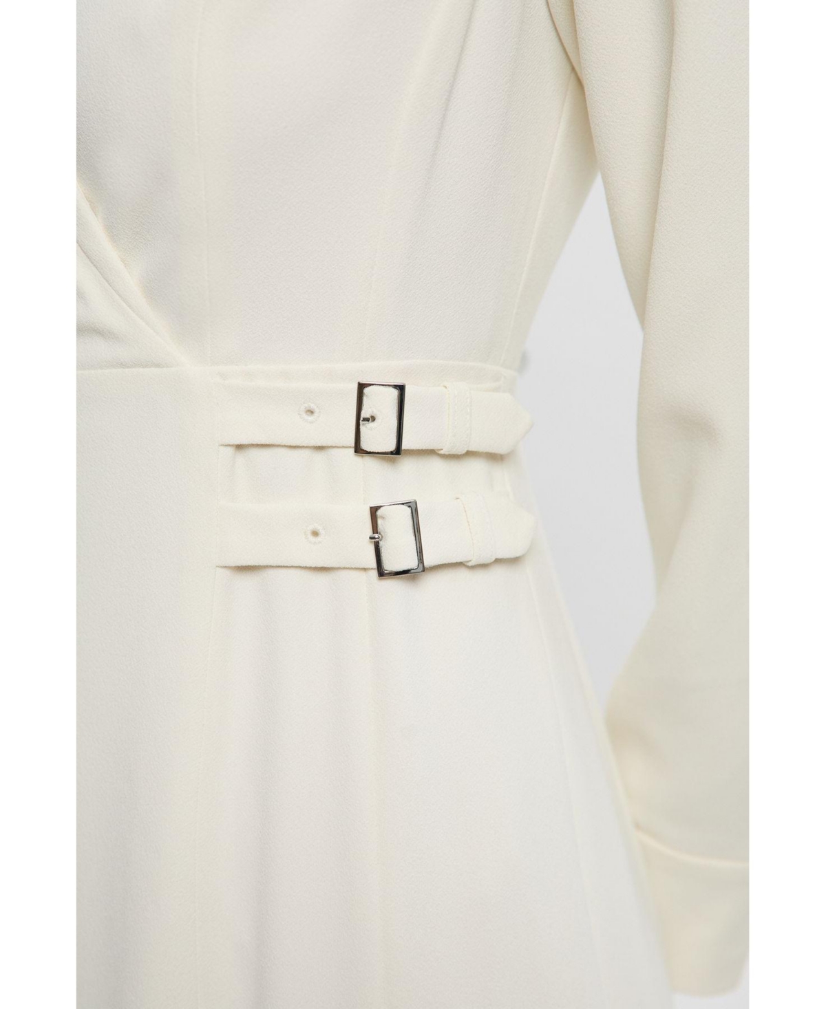 Karen Millen Women's Crepe Buckle Waist Midi Shirt Dress