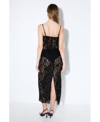 Women's Premium Bustier Corded Lace Midi Dress