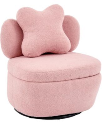 Teddy Velvet Swivel Accent Chair with Storage,360 Rotating Barrel Chair with Star Pillow,Upholstered Comfy Single Sofa Chair for Living Room