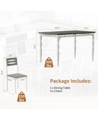 5 Piece Dining Table Set, Industrial Style Dining Table and Chairs Set for 4, Kitchen Table Set for Dining Room
