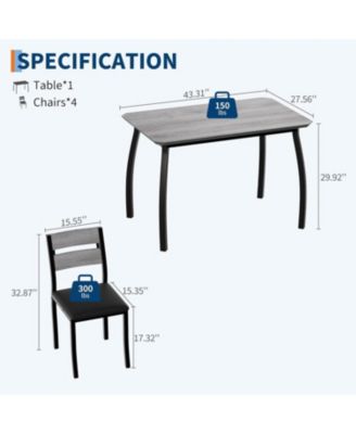 Dining Table Set for 4, Modern Kitchen Table Chairs Set of 4 with Chamfered Edges and Cushioned Seats