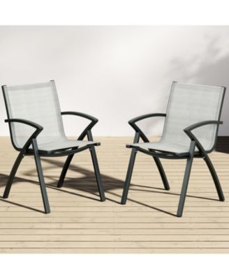 Modern Aluminum Outdoor Dining Chair- Quick-Dry Textilene- Ergonomic for Patio Poolside Restaurant