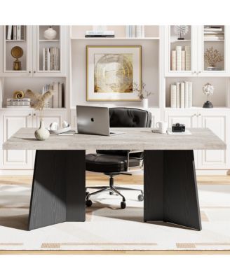 4-6 Person 63" Farmhouse Rectangular Dining Table