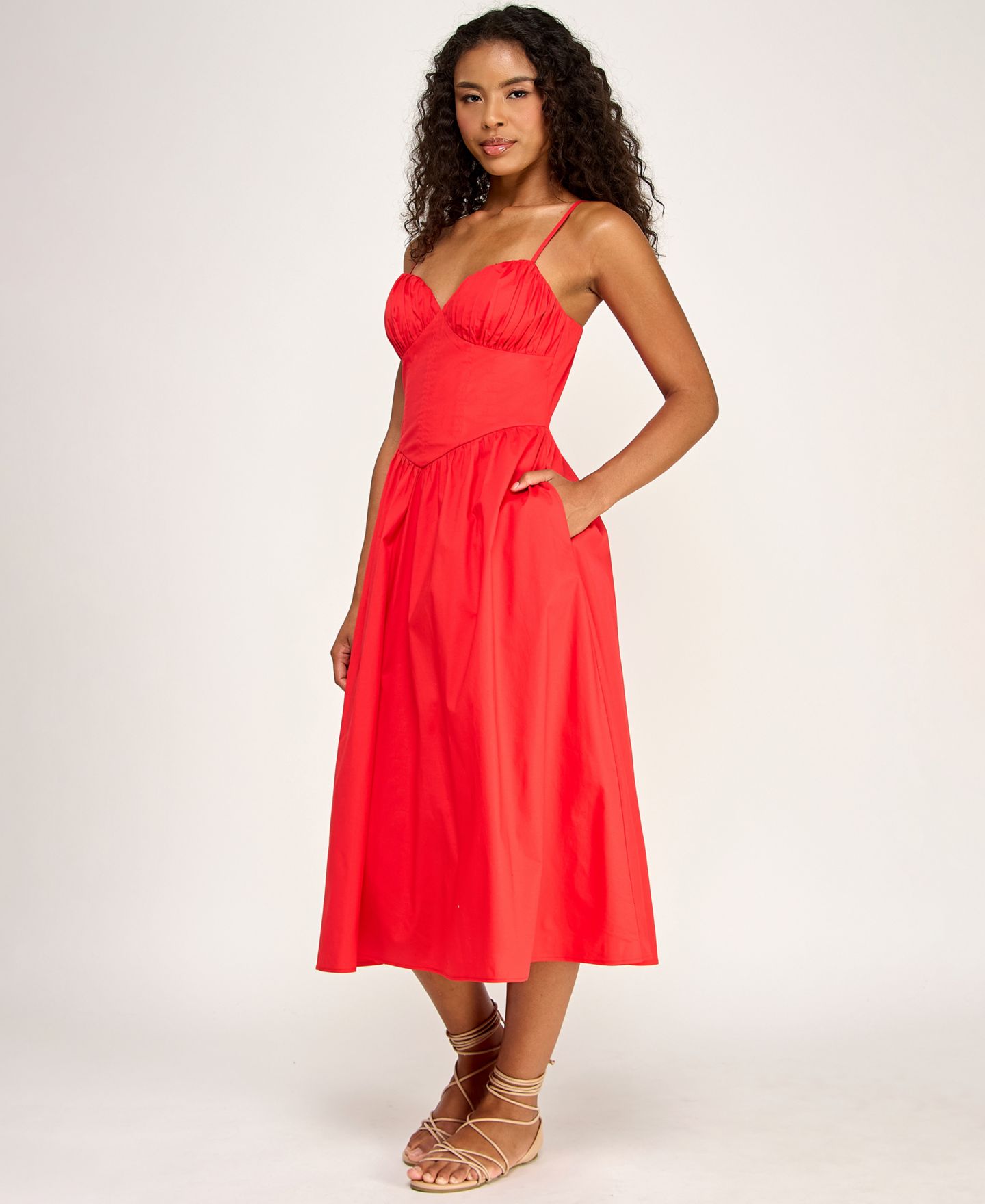 Женское платье SENI & CADE Juniors' Pleated Midi, цвет: Вишнёвый — фото 3