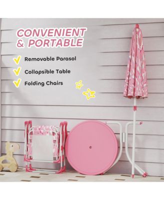 Kids Picnic Table with 2 Folding Chairs and Umbrella,