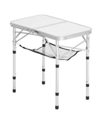 Adjustable Folding Camping Table with Mesh Shelf and Carry Handle
