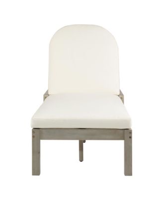 Patio Acacia Wood Reclining Chaise Lounge - Adjustable 5-Gear Backrest and Comfort Cushioned Seat, Outdoor Furniture for Deck and Lawn